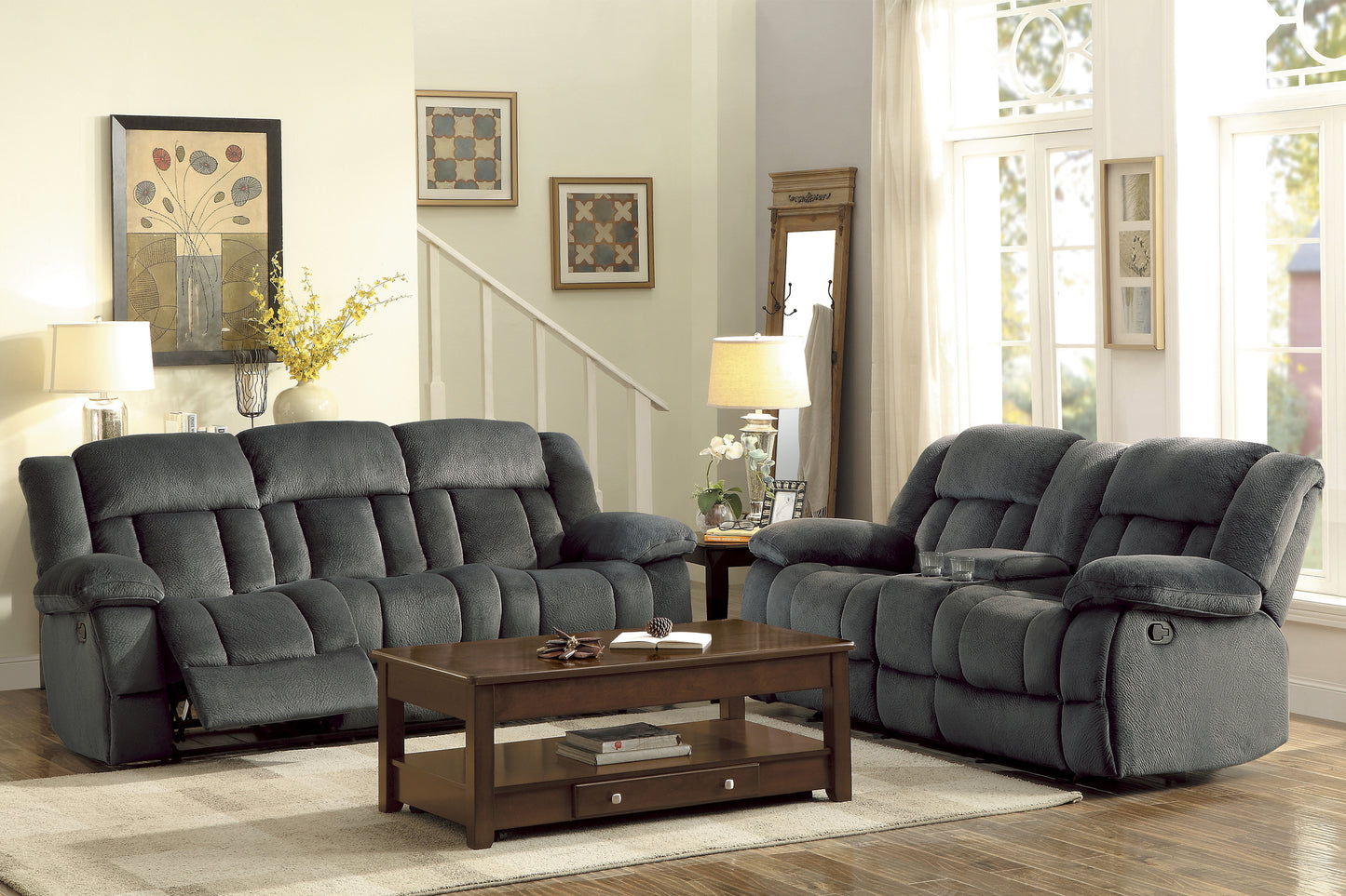9636CC-2 - Double Glider Reclining Love Seat with Center Console