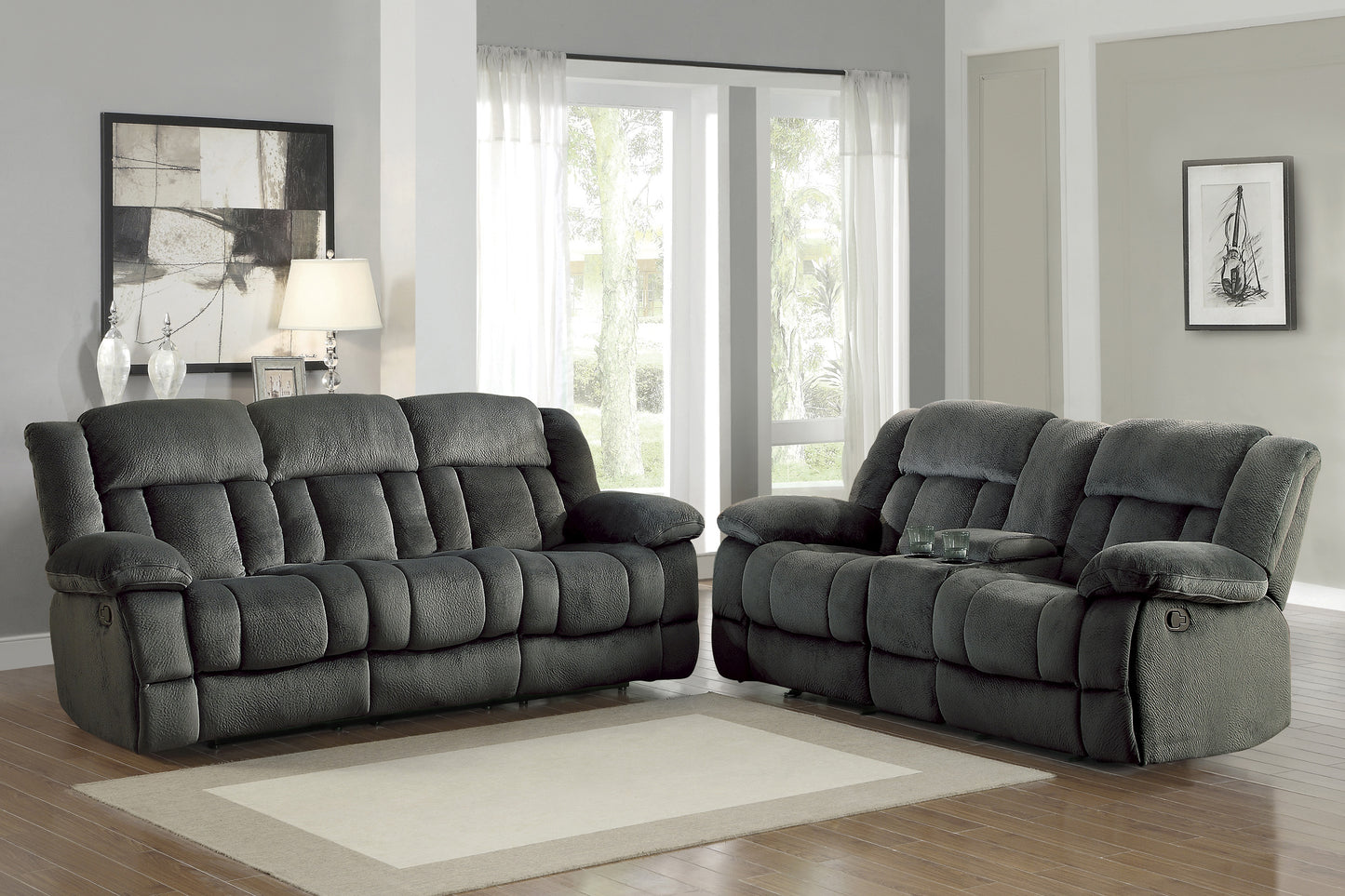 9636CC-2 - Double Glider Reclining Love Seat with Center Console
