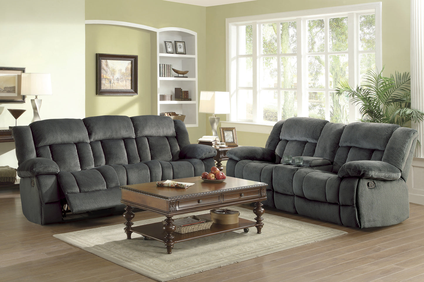 9636CC-2 - Double Glider Reclining Love Seat with Center Console