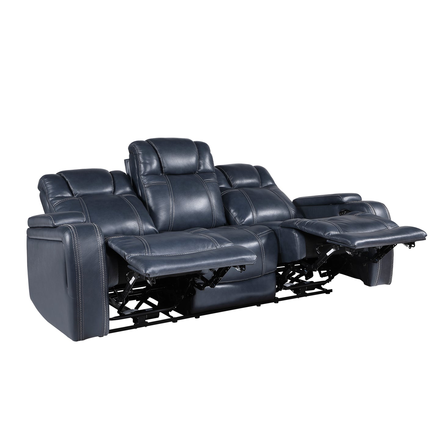 9640BU-3PWH - Power Double Reclining Sofa with Power Headrests and Storage Arms