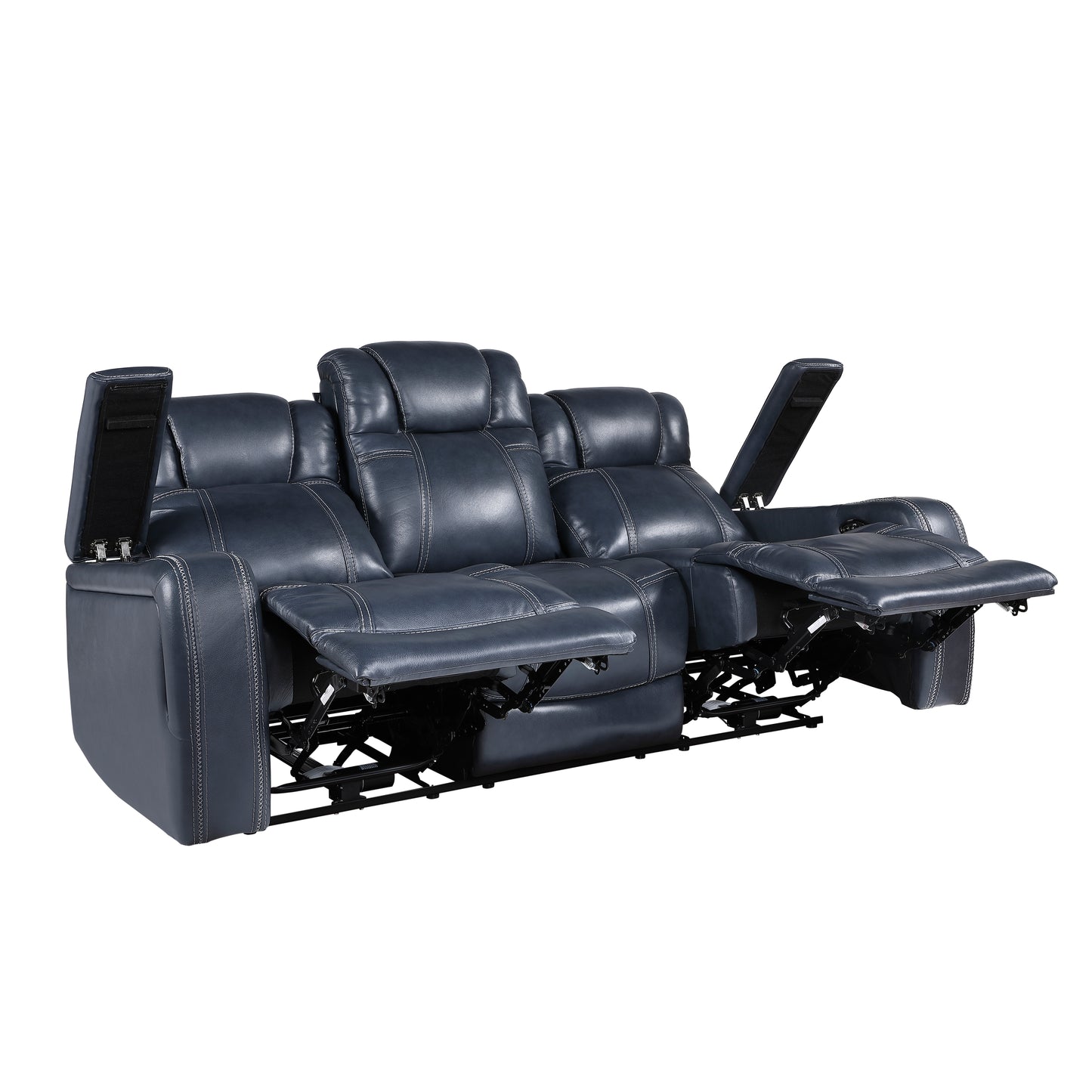 9640BU-3PWH - Power Double Reclining Sofa with Power Headrests and Storage Arms