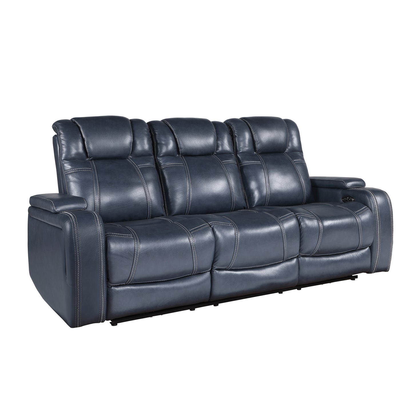 9640BU-3PWH - Power Double Reclining Sofa with Power Headrests and Storage Arms