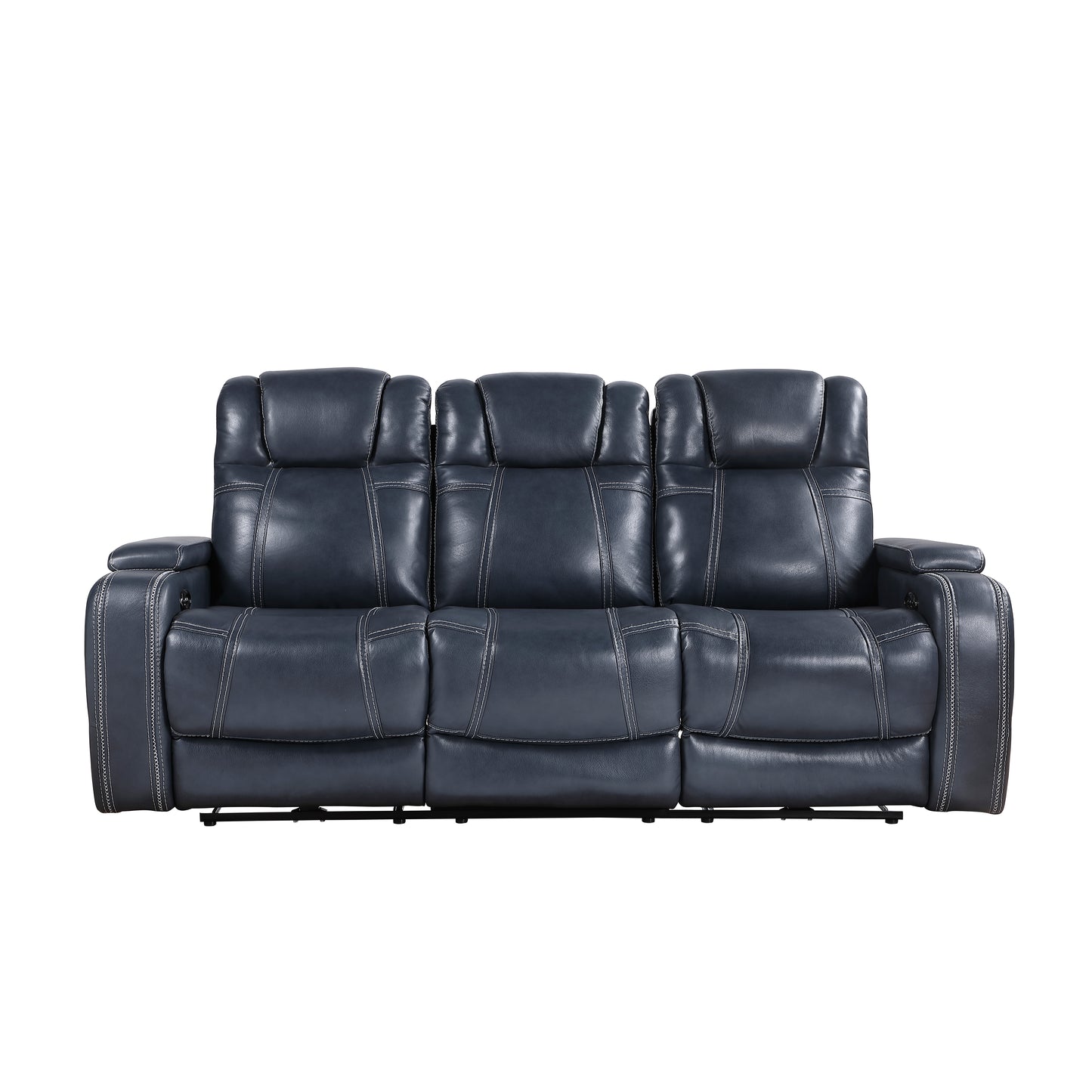 9640BU-3PWH - Power Double Reclining Sofa with Power Headrests and Storage Arms