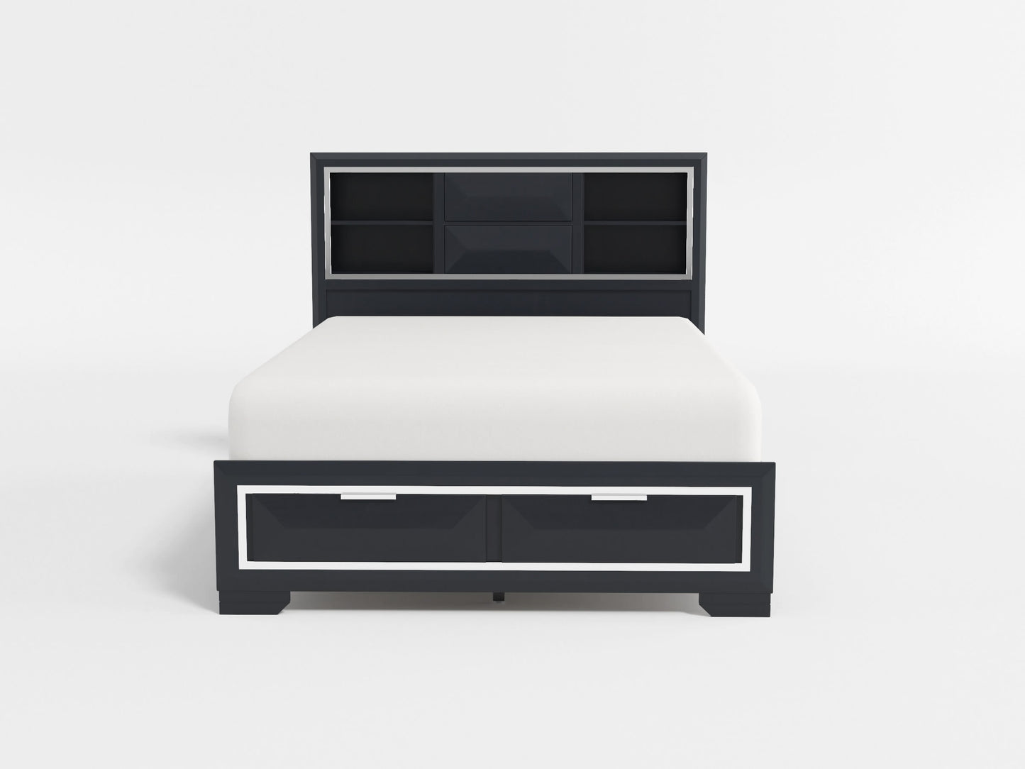 1553-1* - (3) Queen Platform Bed with Footboard Storage