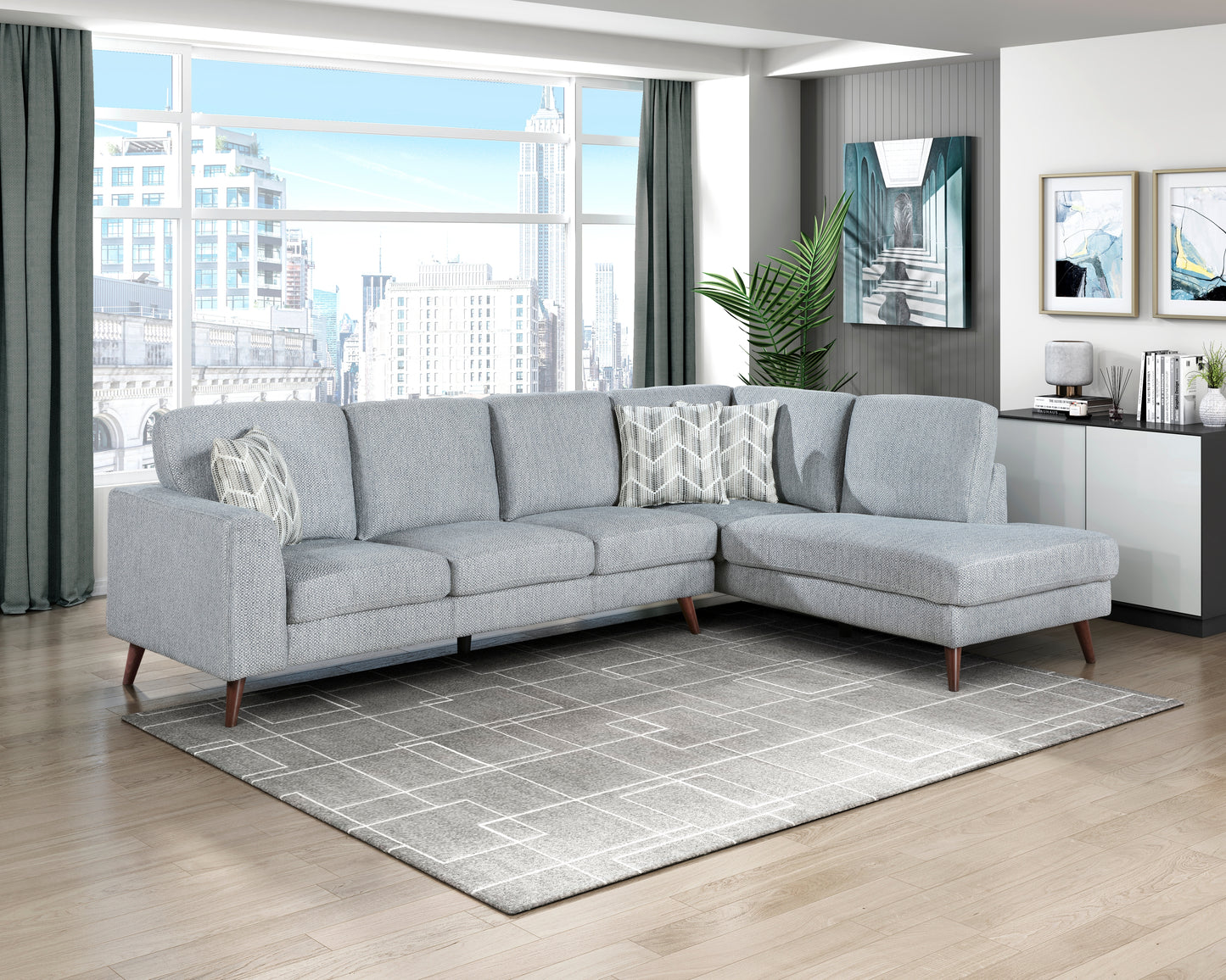 9644BGY*23L5R - (2)2-Piece Sectional with Right Chaise
