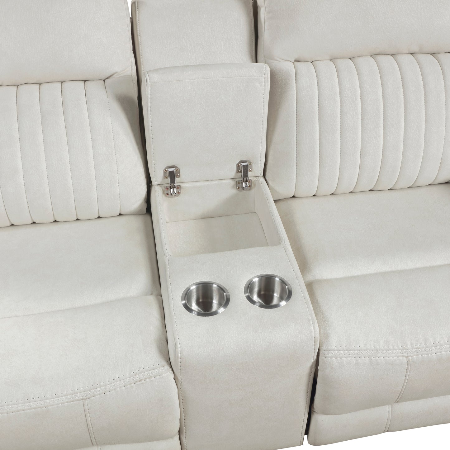 9646BE-2 - Double Reclining Love Seat with Center Console, Beige
