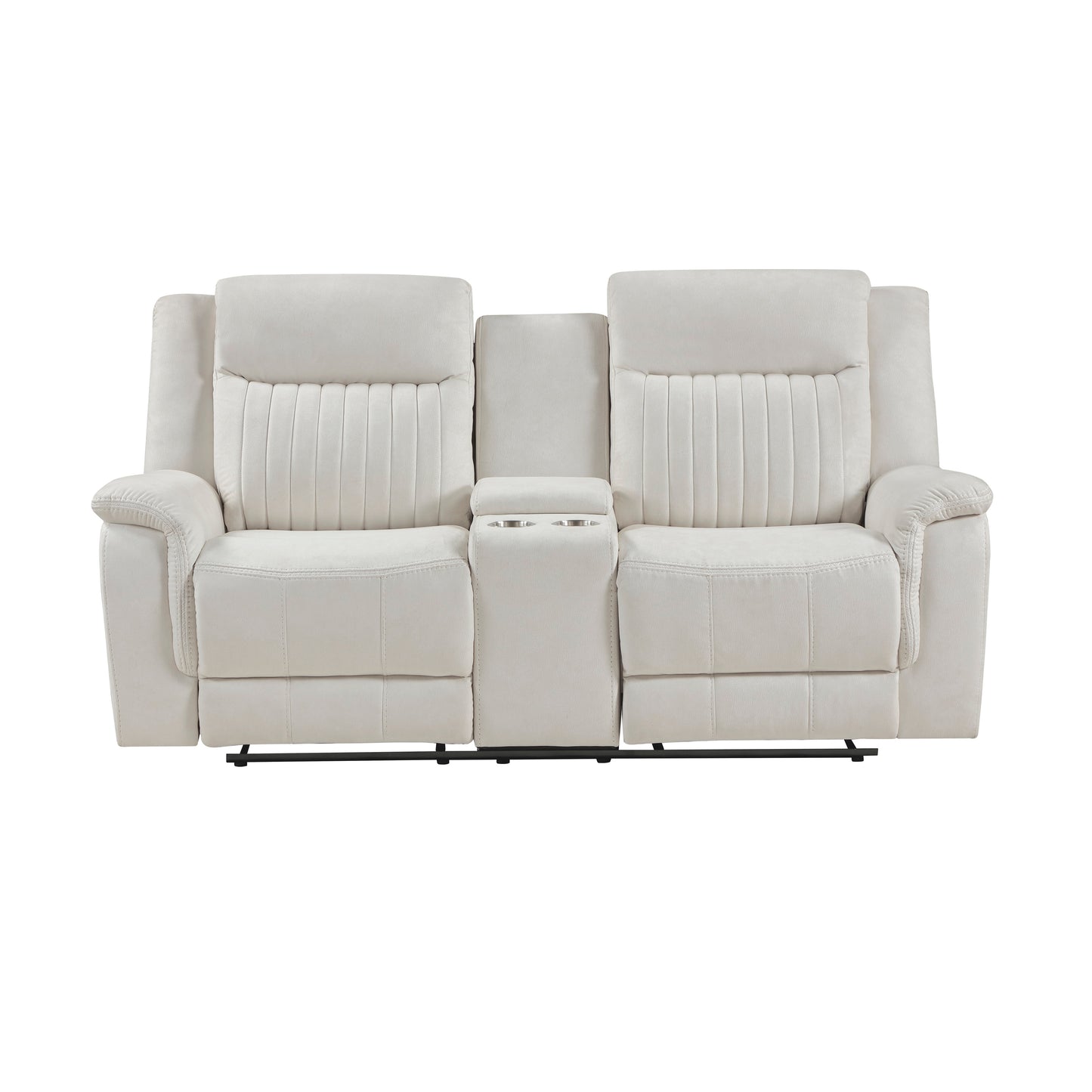 9646BE-2 - Double Reclining Love Seat with Center Console, Beige