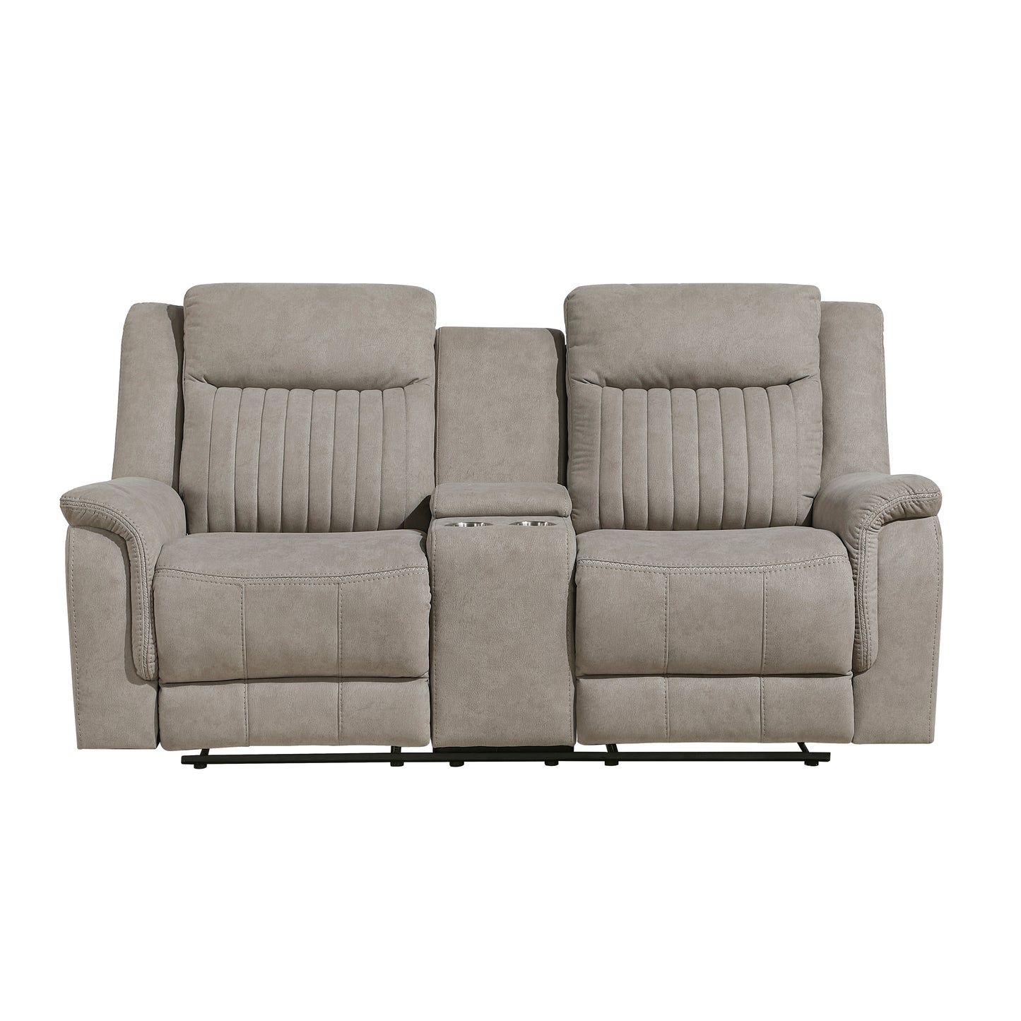 9646DV-2 - Double Reclining Love Seat with Center Console, Dove