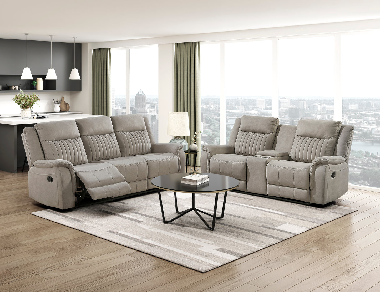 9646DV-3 - Double Reclining Sofa, Dove
