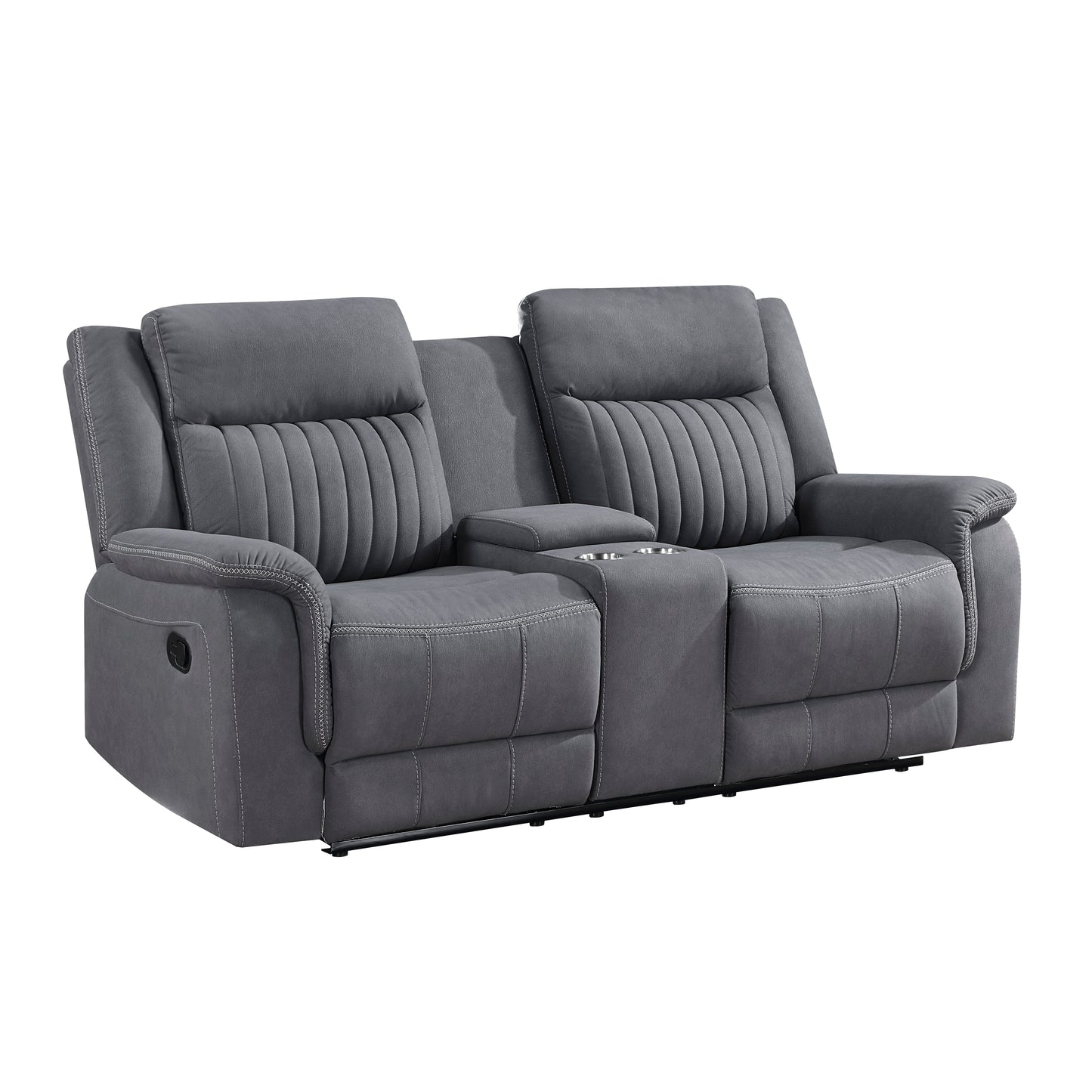 9646GY-2 - Double Reclining Love Seat with Center Console