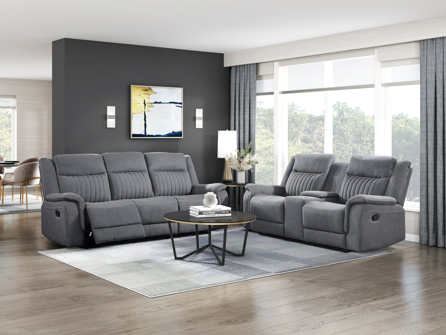 9646GY-3 - Double Reclining Sofa