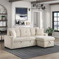 9649BE*SC - (3)3-Piece Reversible Sectional with Pull-out Bed and Hidden Storage