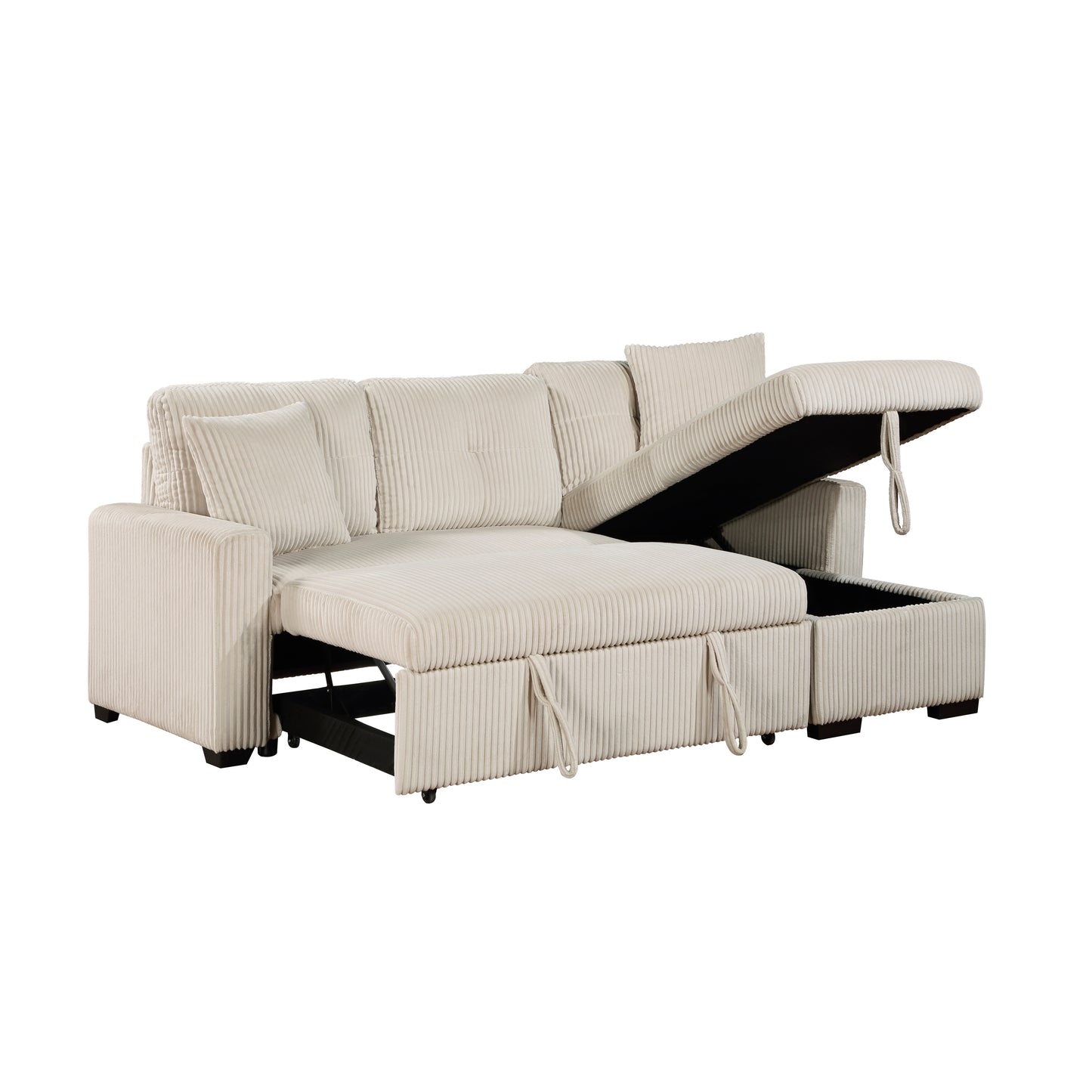 9649BE*SC - (3)3-Piece Reversible Sectional with Pull-out Bed and Hidden Storage