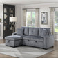 9649DG*SC - (3)3-Piece Reversible Sectional with Pull-out Bed and Hidden Storage