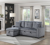 9649DG*SC - (3)3-Piece Reversible Sectional with Pull-out Bed and Hidden Storage