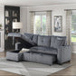9649DG*SC - (3)3-Piece Reversible Sectional with Pull-out Bed and Hidden Storage