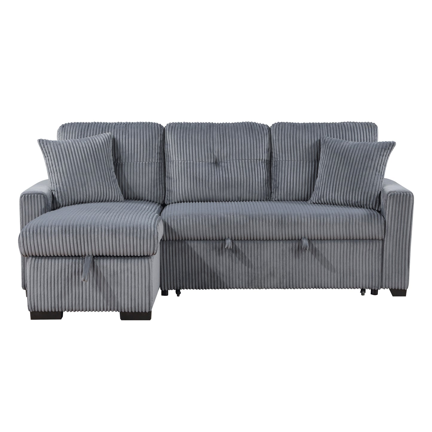 9649DG*SC - (3)3-Piece Reversible Sectional with Pull-out Bed and Hidden Storage