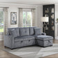 9649DG*SC - (3)3-Piece Reversible Sectional with Pull-out Bed and Hidden Storage