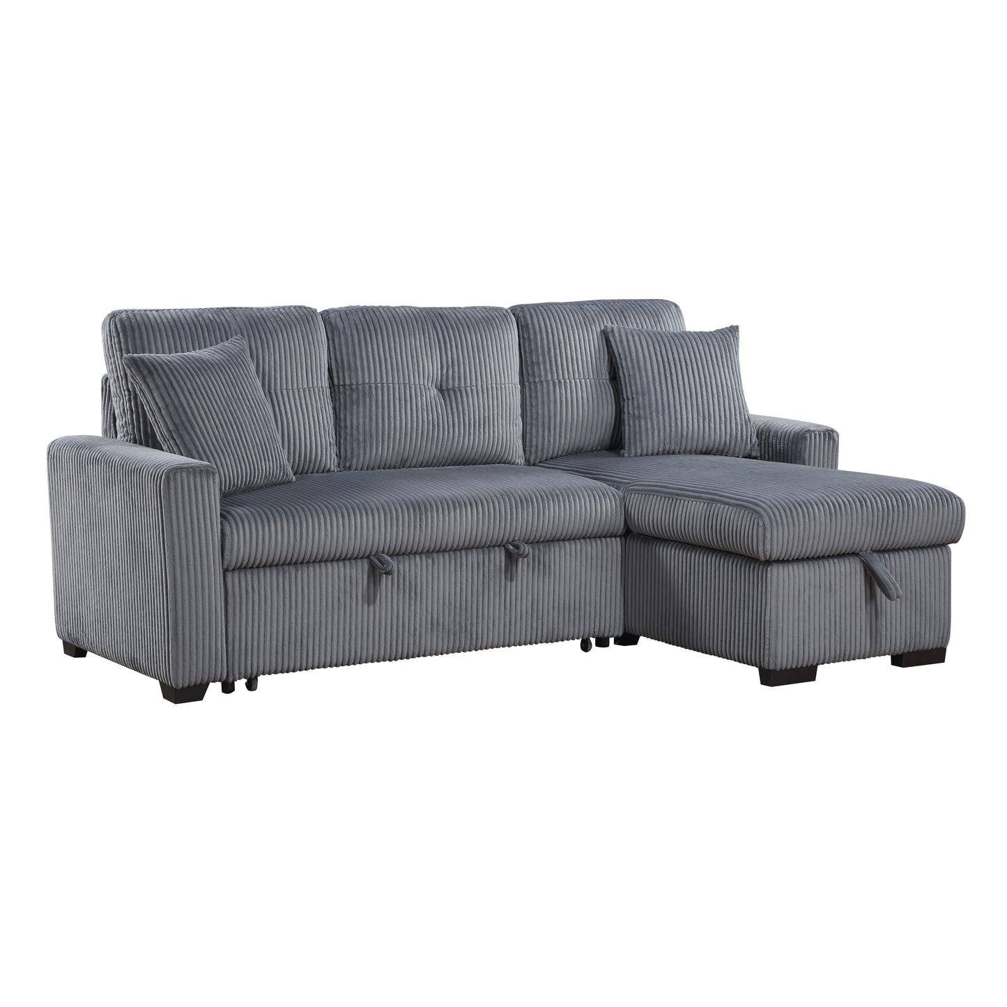 9649DG*SC - (3)3-Piece Reversible Sectional with Pull-out Bed and Hidden Storage