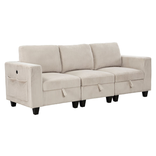 9650BE-3* - (3)Sofa with Storage, Storage Pouches and Charging Ports