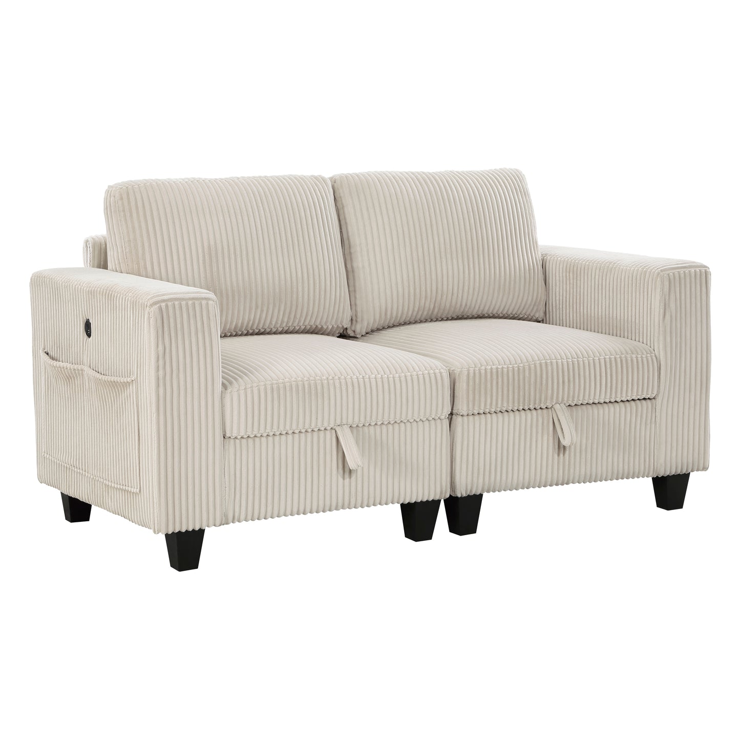 9650NBE-2* - (2)Love Seat with Storage, Storage Pouches and Charging Ports