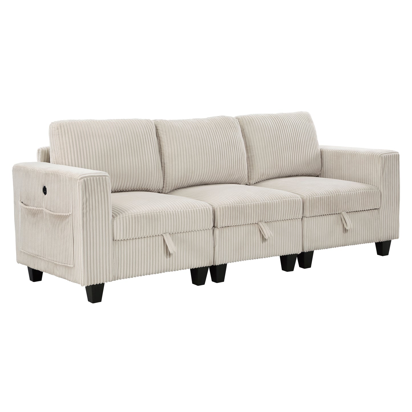 9650NBE-3* - (3)Sofa with Storage, Storage Pouches and Charging Ports