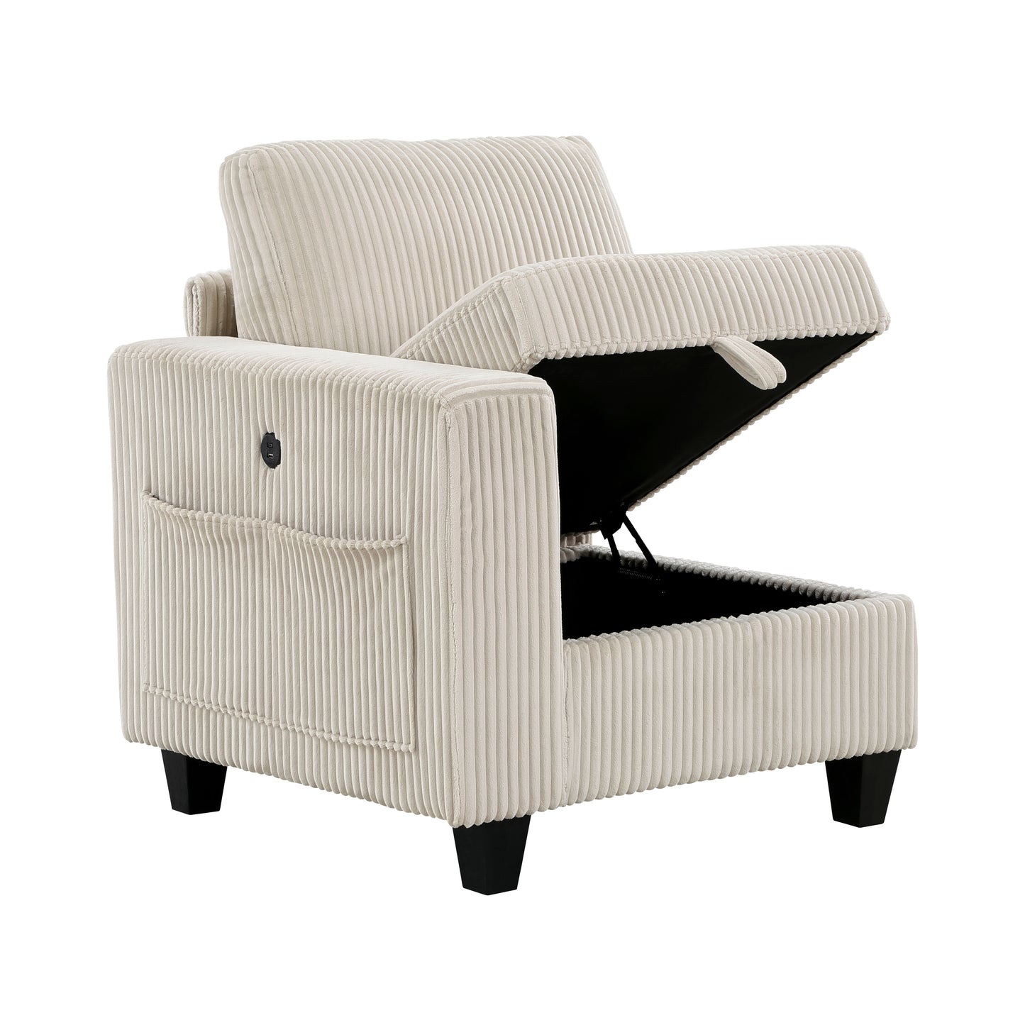9650NBE-2* - (2)Love Seat with Storage, Storage Pouches and Charging Ports