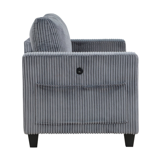 9650NDG-2* - (2)Love Seat with Storage, Storage Pouches and Charging Ports