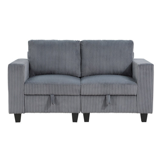 9650NDG-2* - (2)Love Seat with Storage, Storage Pouches and Charging Ports