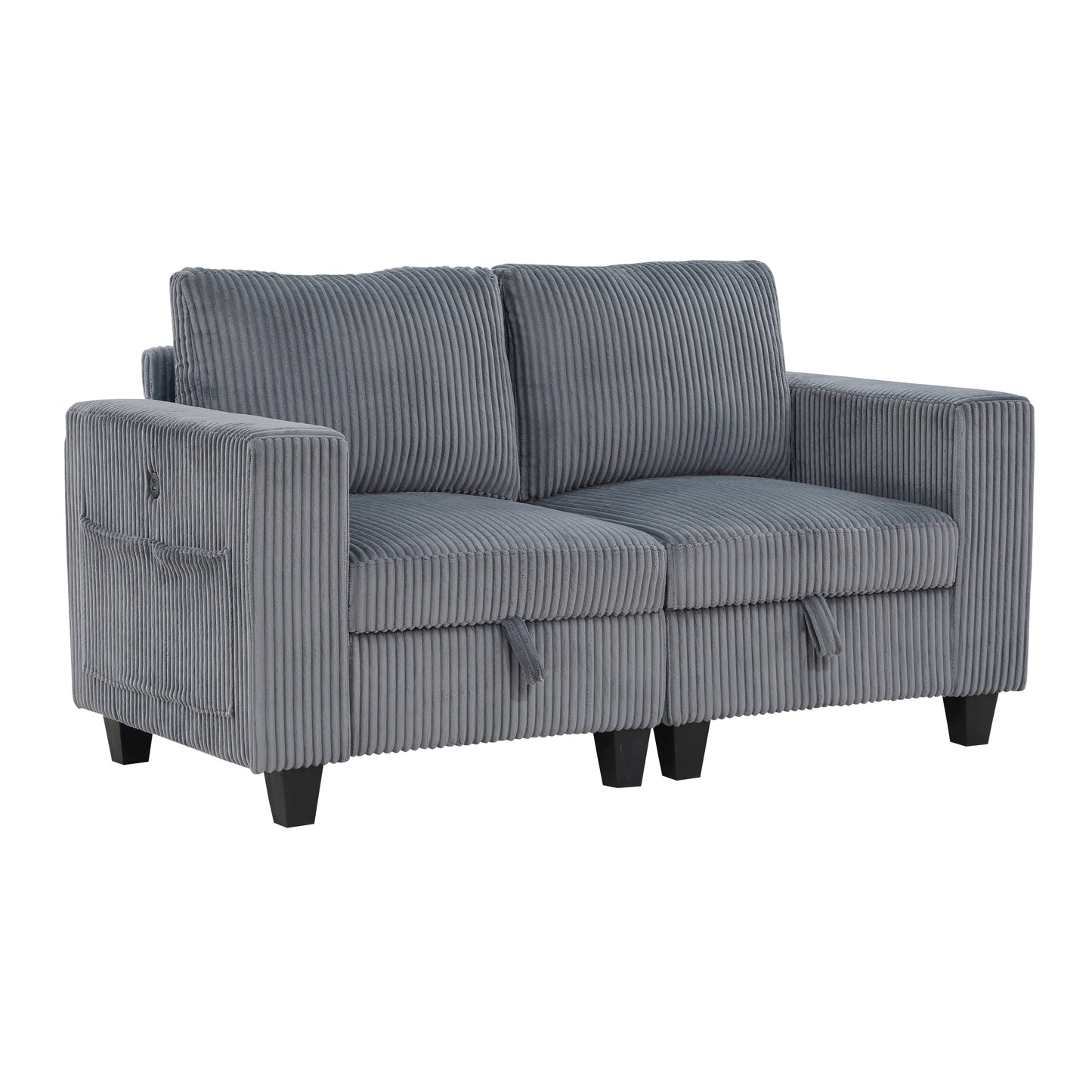 9650NDG-2* - (2)Love Seat with Storage, Storage Pouches and Charging Ports