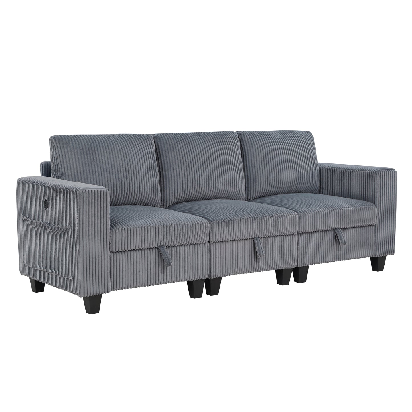 9650NDG-3* - (3)Sofa with Storage, Storage Pouches and Charging Ports