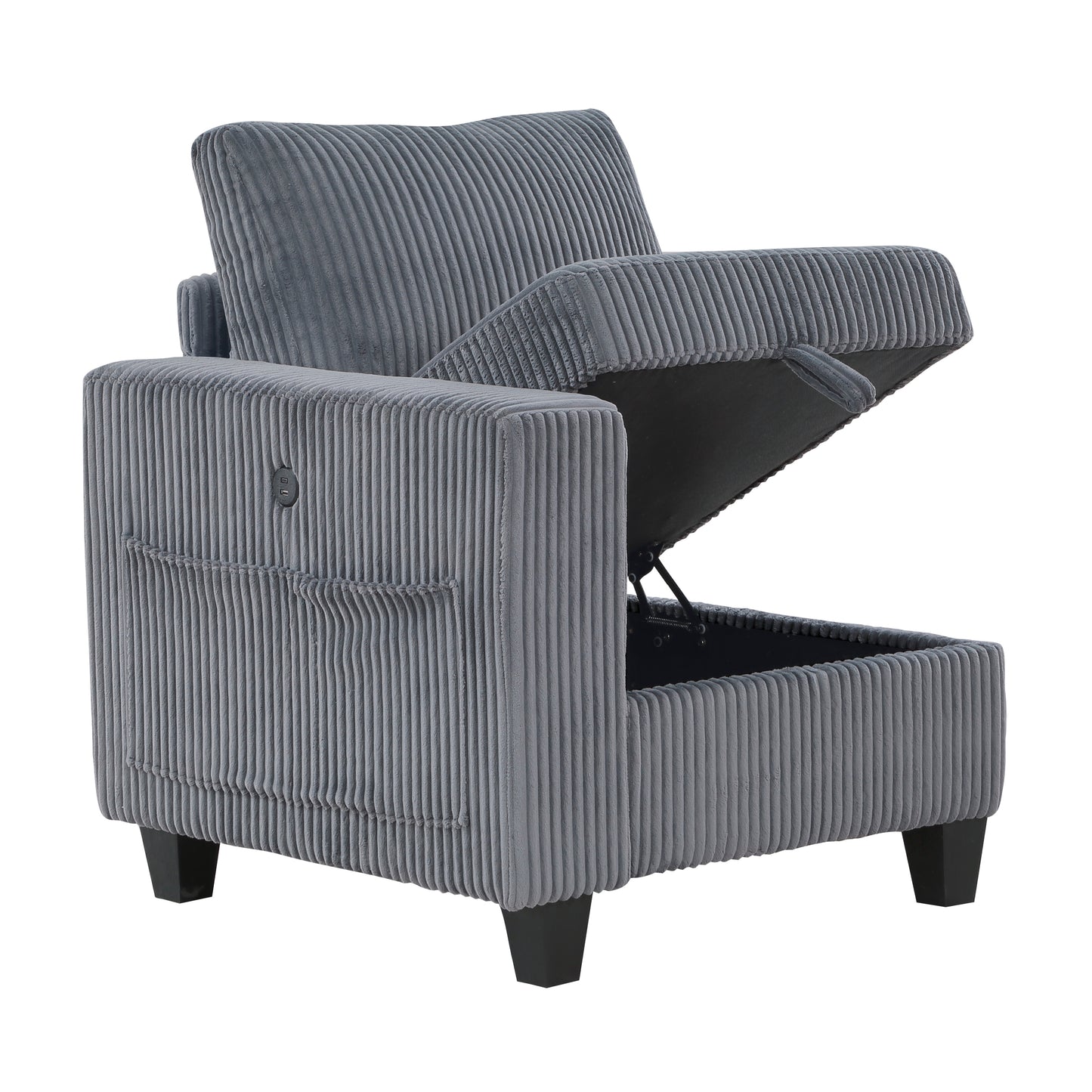 9650NDG-2* - (2)Love Seat with Storage, Storage Pouches and Charging Ports
