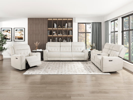 9670BE-2PWH - Power Double Reclining Love Seat with Center Console, Power Headrests, Hidden Arms Cup Holders, Charging Ports and Wireless Charger