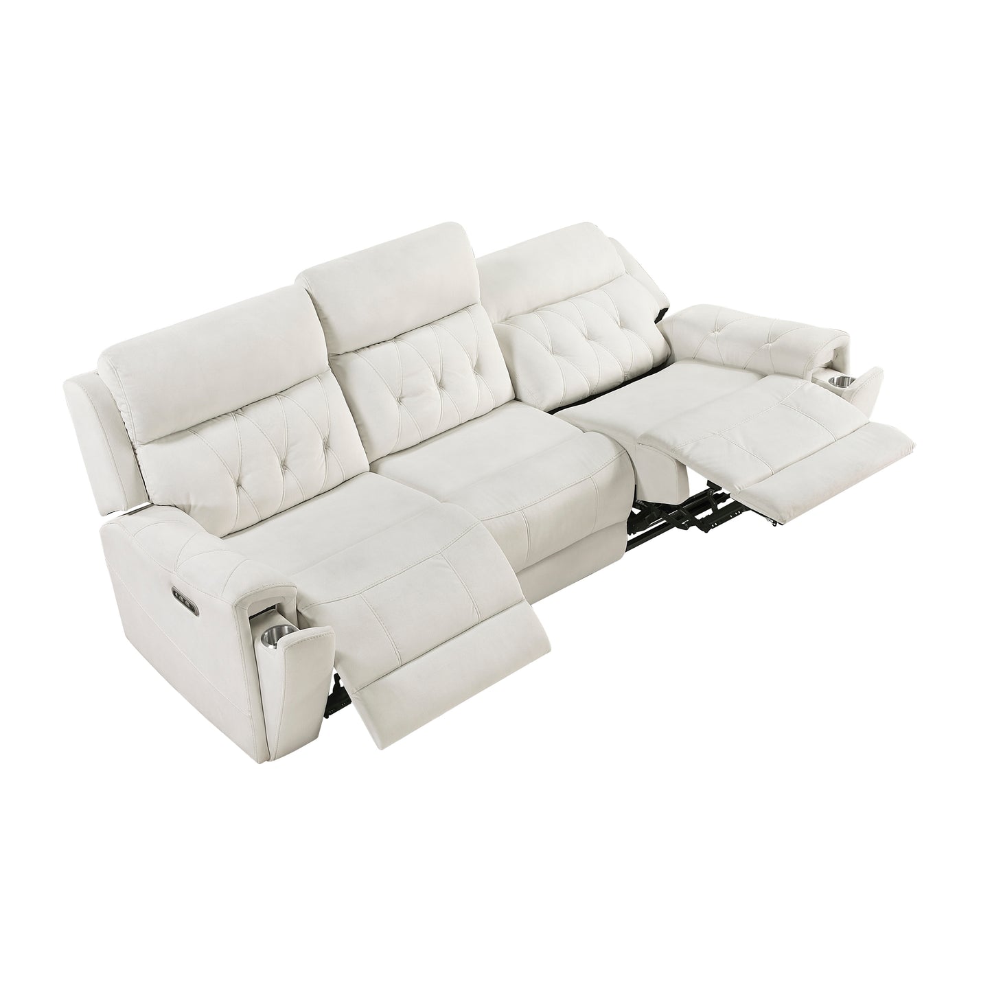 9670BE-3PWH - Power Double Reclining Sofa with Power Headrests, Hidden Arms Cup Holders and Charging Ports