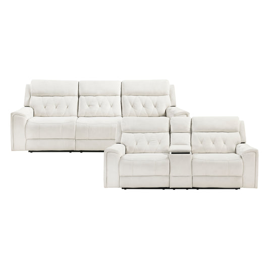 9670BE*2PWH - 2pc Set: Sofa, Love (Power)