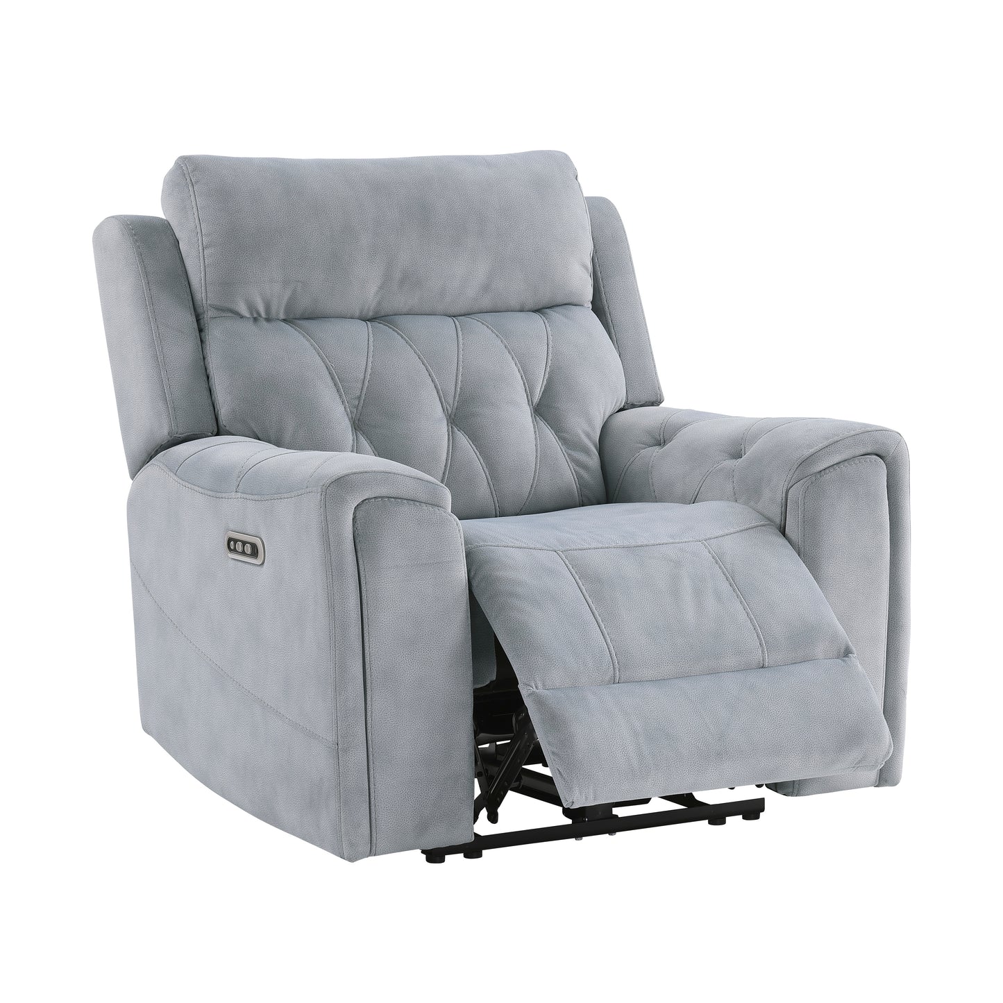 9670GY-1PWH - Power Reclining Chair with Power Headrest, Hidden Arms Cup Holders and Charging Ports