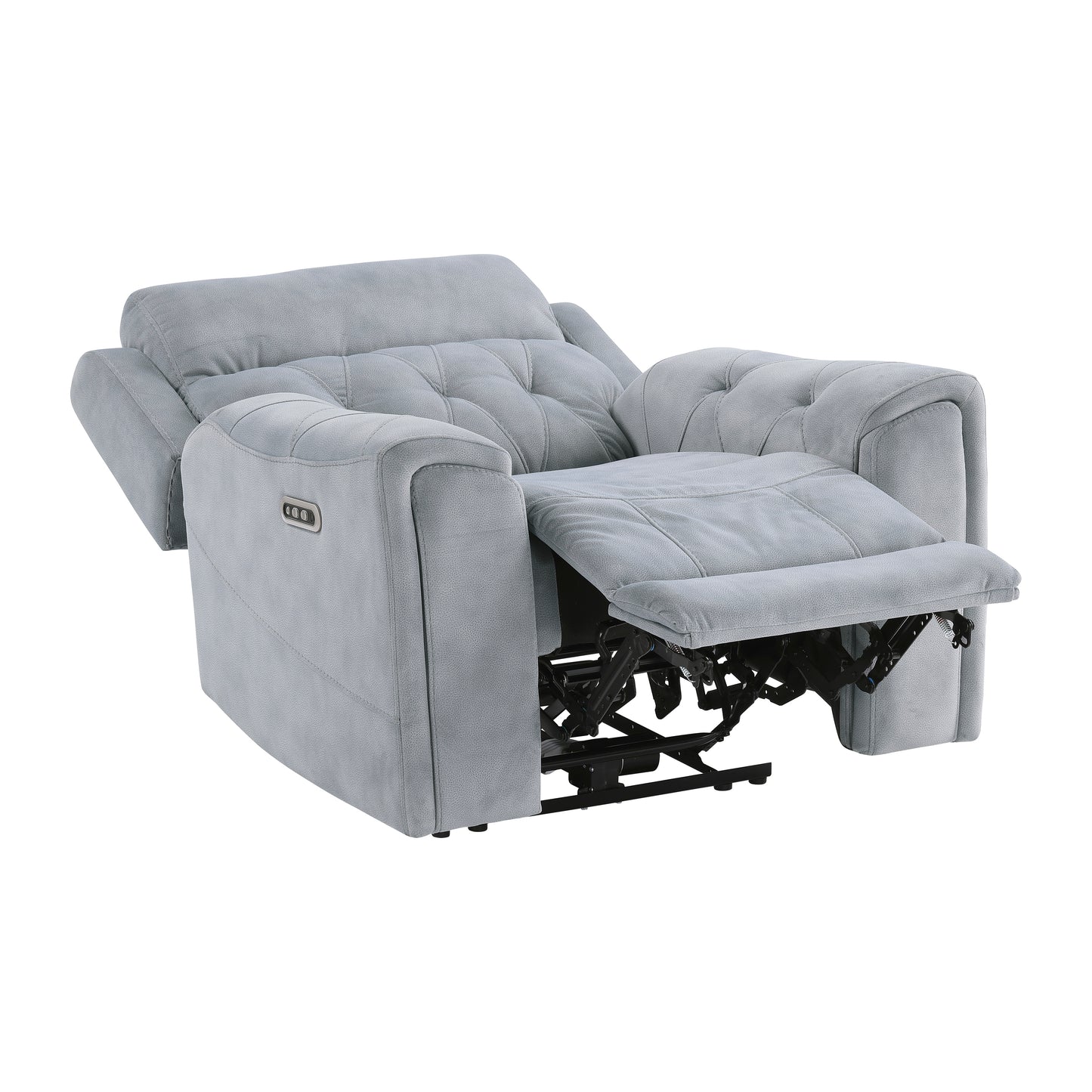 9670GY-1PWH - Power Reclining Chair with Power Headrest, Hidden Arms Cup Holders and Charging Ports