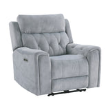 9670GY-1PWH - Power Reclining Chair with Power Headrest, Hidden Arms Cup Holders and Charging Ports