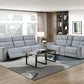 9670GY-3PWH - Power Double Reclining Sofa with Power Headrests, Hidden Arms Cup Holders and Charging Ports