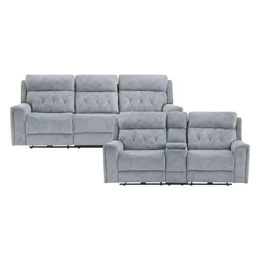 9670GY*2PWH - 2pc Set: Sofa, Love (Power)