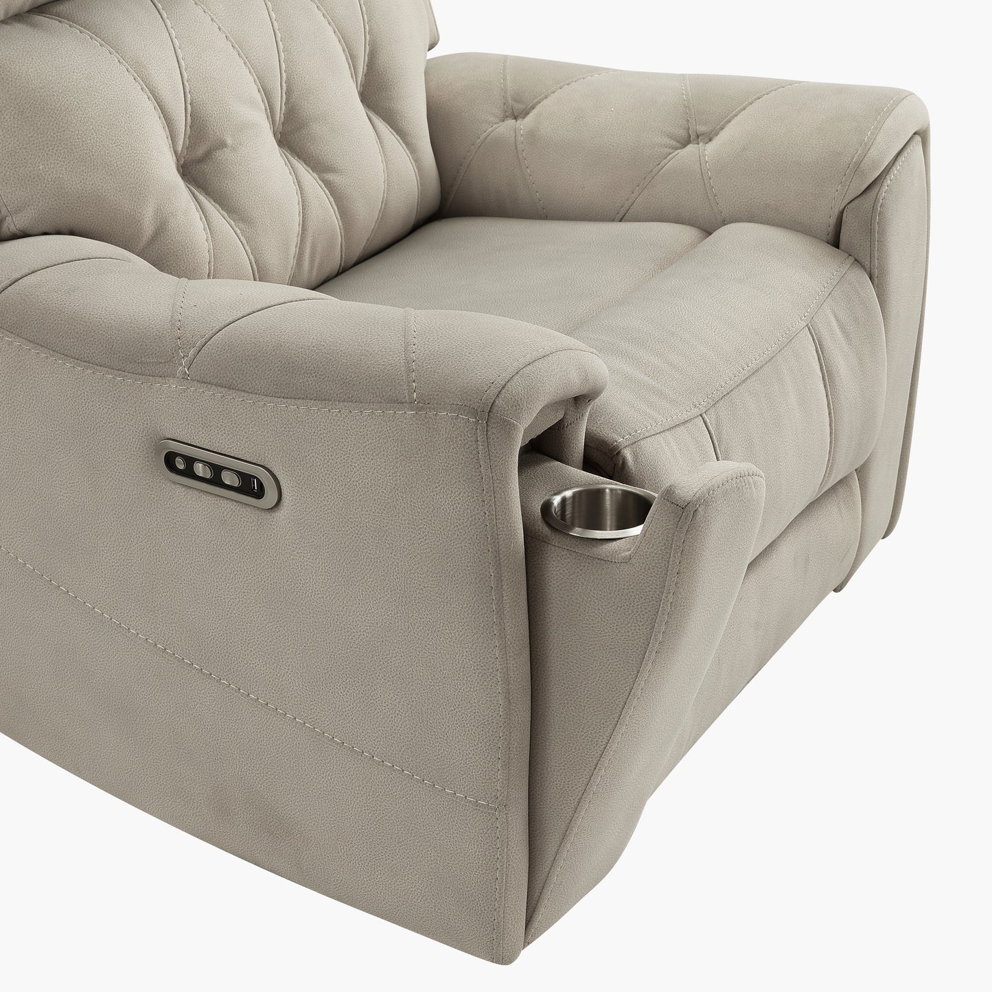 9670TP-1PWH - Power Reclining Chair with Power Headrest, Hidden Arms Cup Holders and Charging Ports