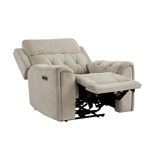 9670TP-1PWH - Power Reclining Chair with Power Headrest, Hidden Arms Cup Holders and Charging Ports