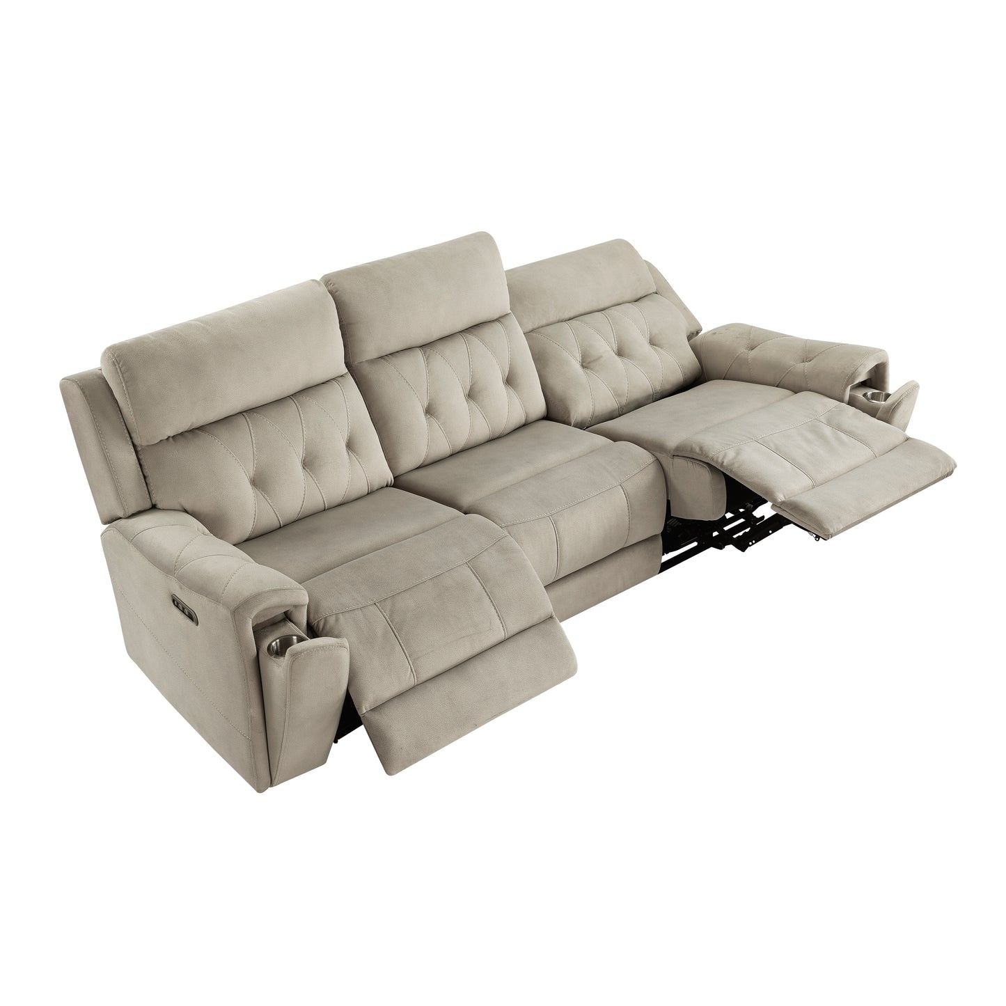 9670TP-3PWH - Power Double Reclining Sofa with Power Headrests, Hidden Arms Cup Holders and Charging Ports