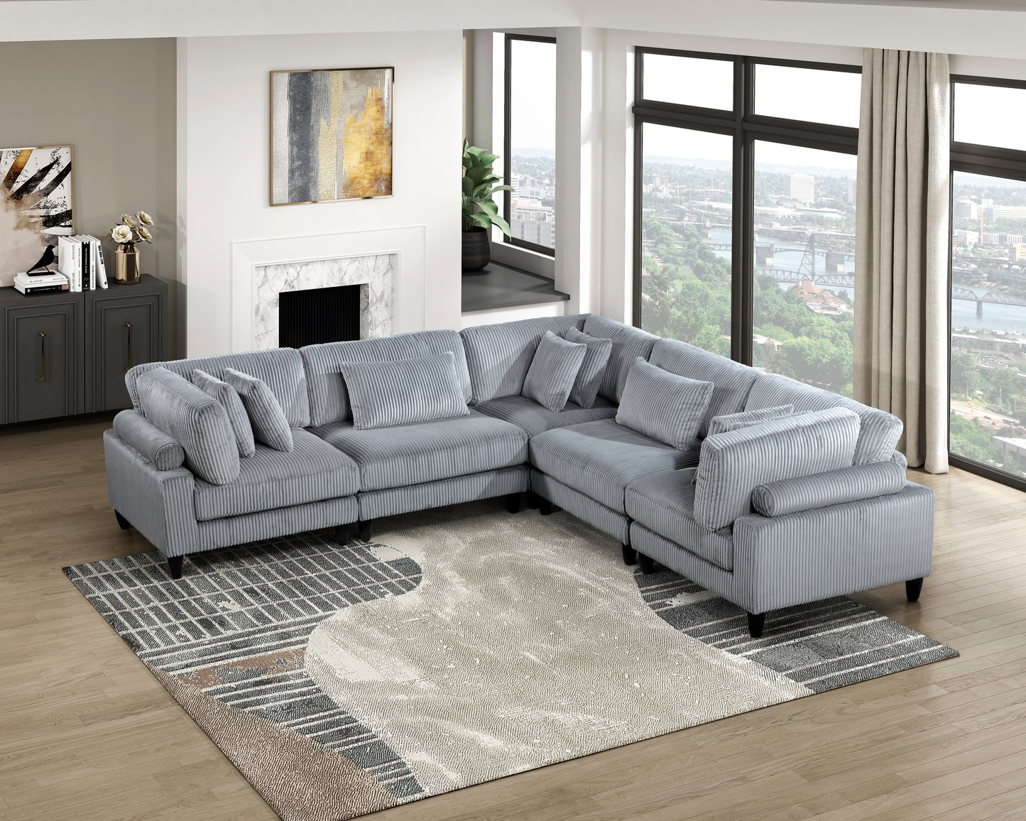 9688GY*53CR2AC - (5)5-Piece Modular Sectional