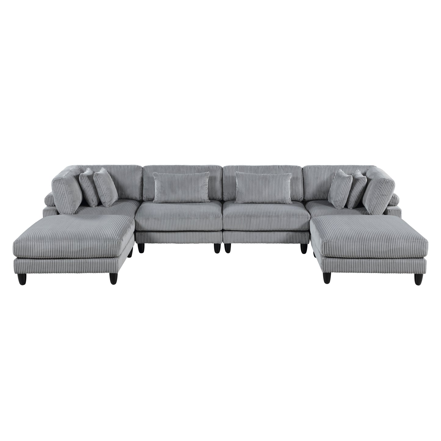 9688GY*62CR2AC2OT - (6)6-Piece Modular Sectional with Ottomans