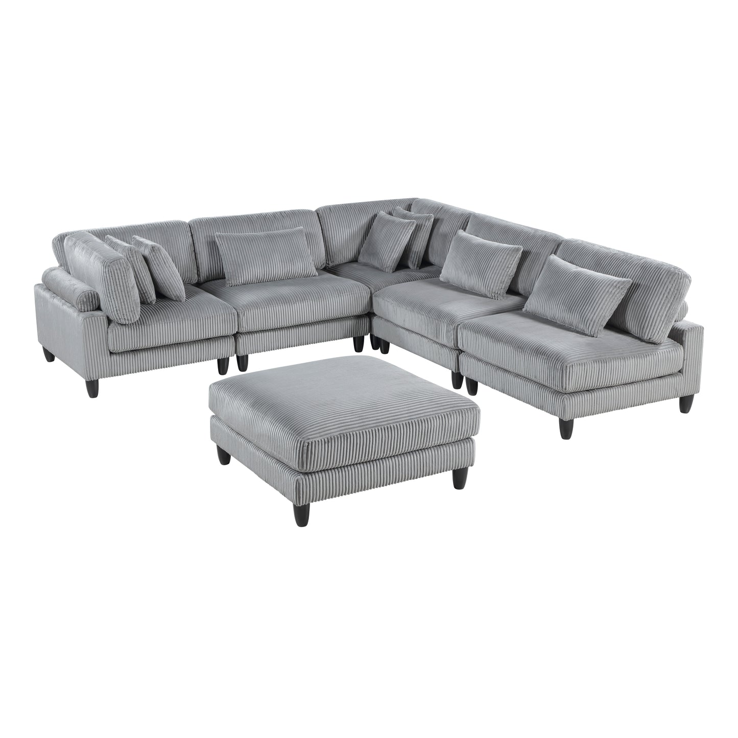 9688GY*62CR3ACOT - (6)6-Piece Modular Sectional with Ottoman