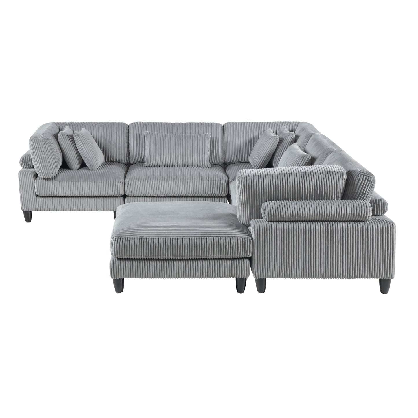 9688GY*63CR2ACOT - (6)6-Piece Modular Sectional with Ottoman