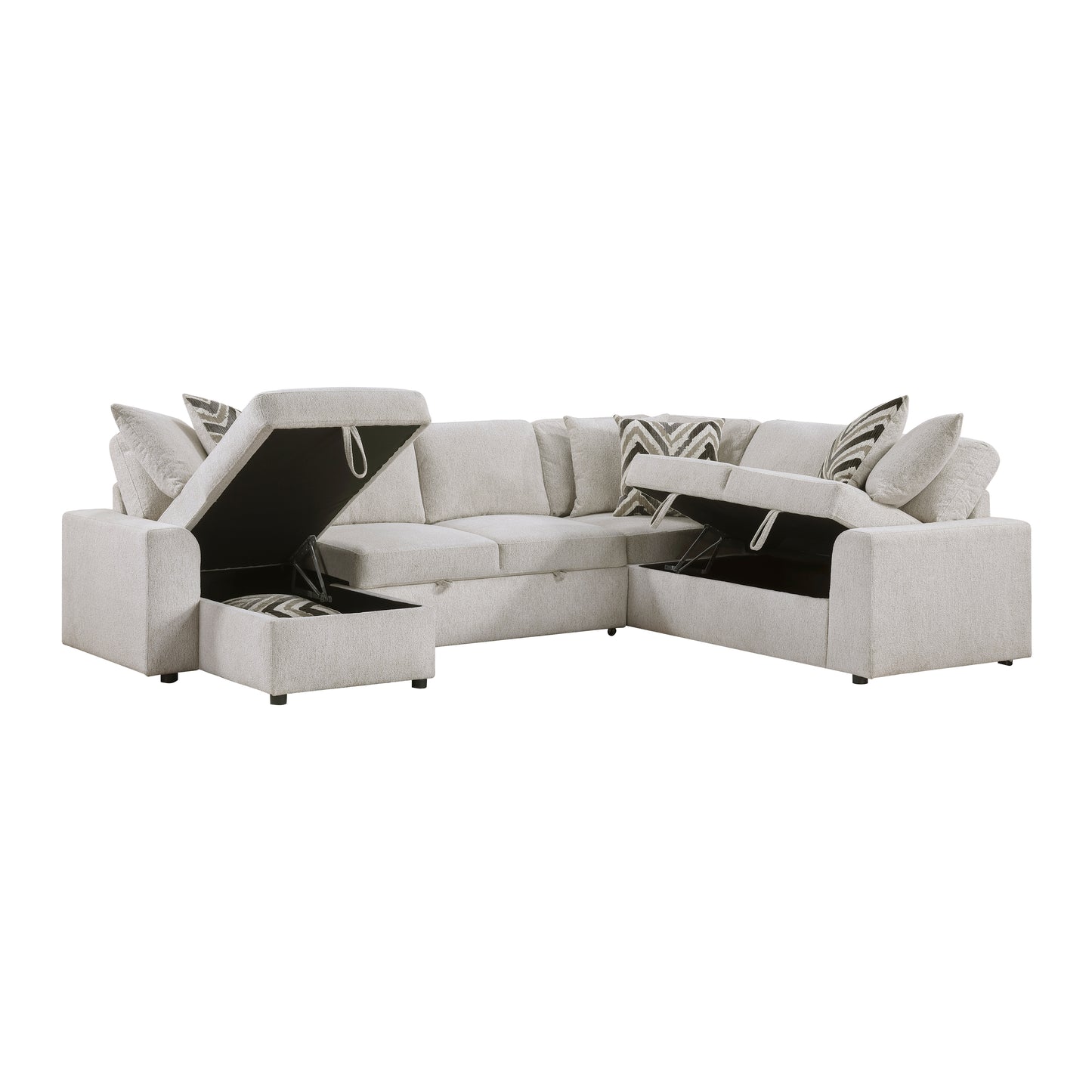 9702BE*3LC3R - (3)3-Piece Sectional with Pull-out Bed and Hidden Storage