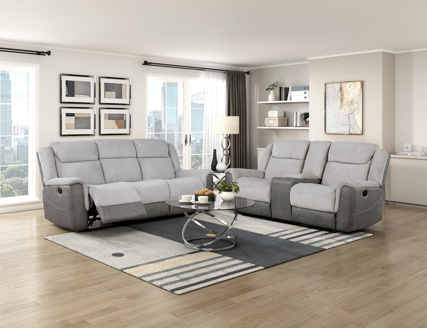 9703GY-3 - Double Reclining Sofa