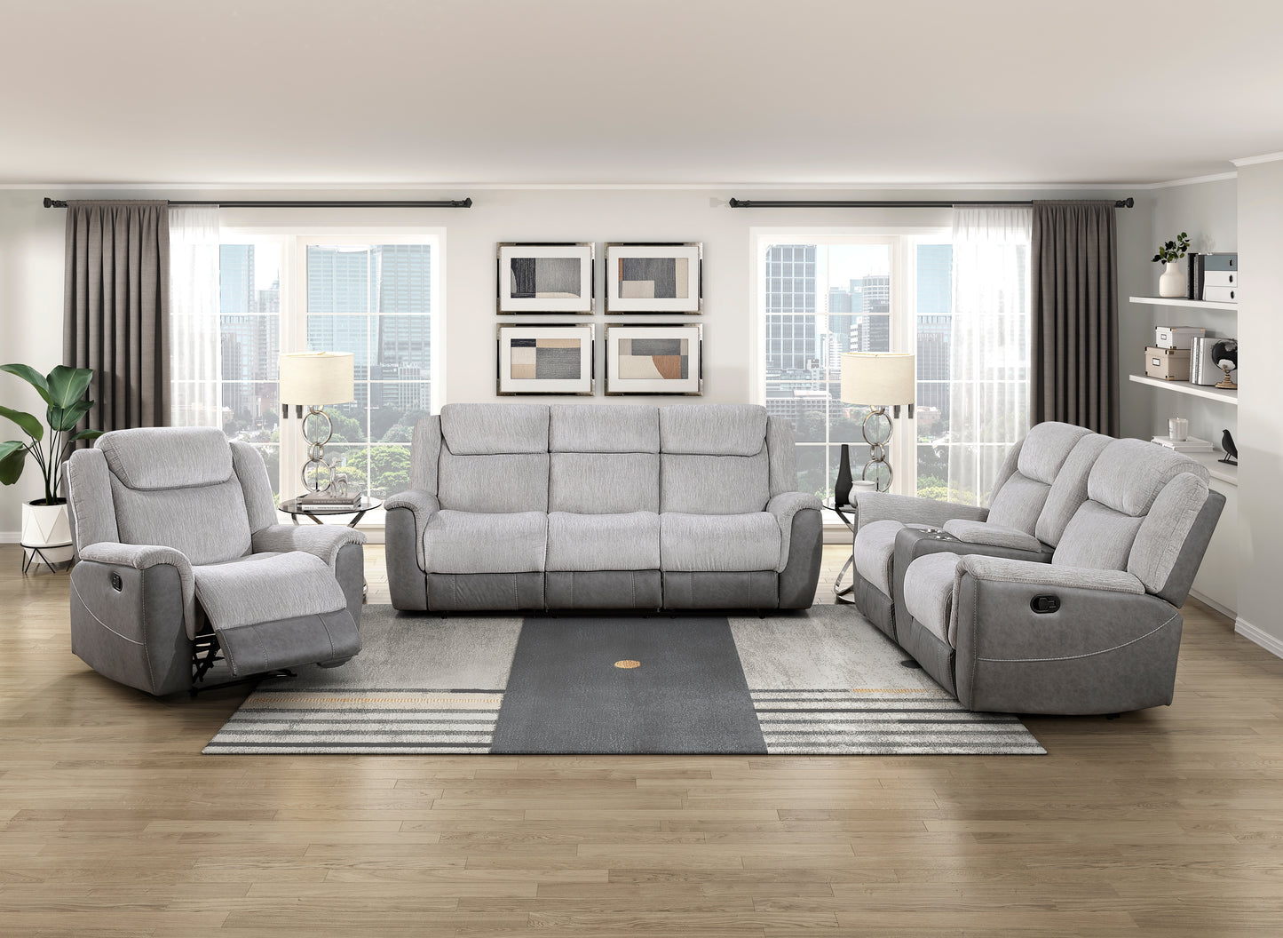 9703GY-3 - Double Reclining Sofa